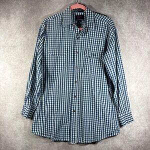 Lucchese 1883 Shirt Mens M Blue Gingham Western Button Down Long Sleeve Cotton